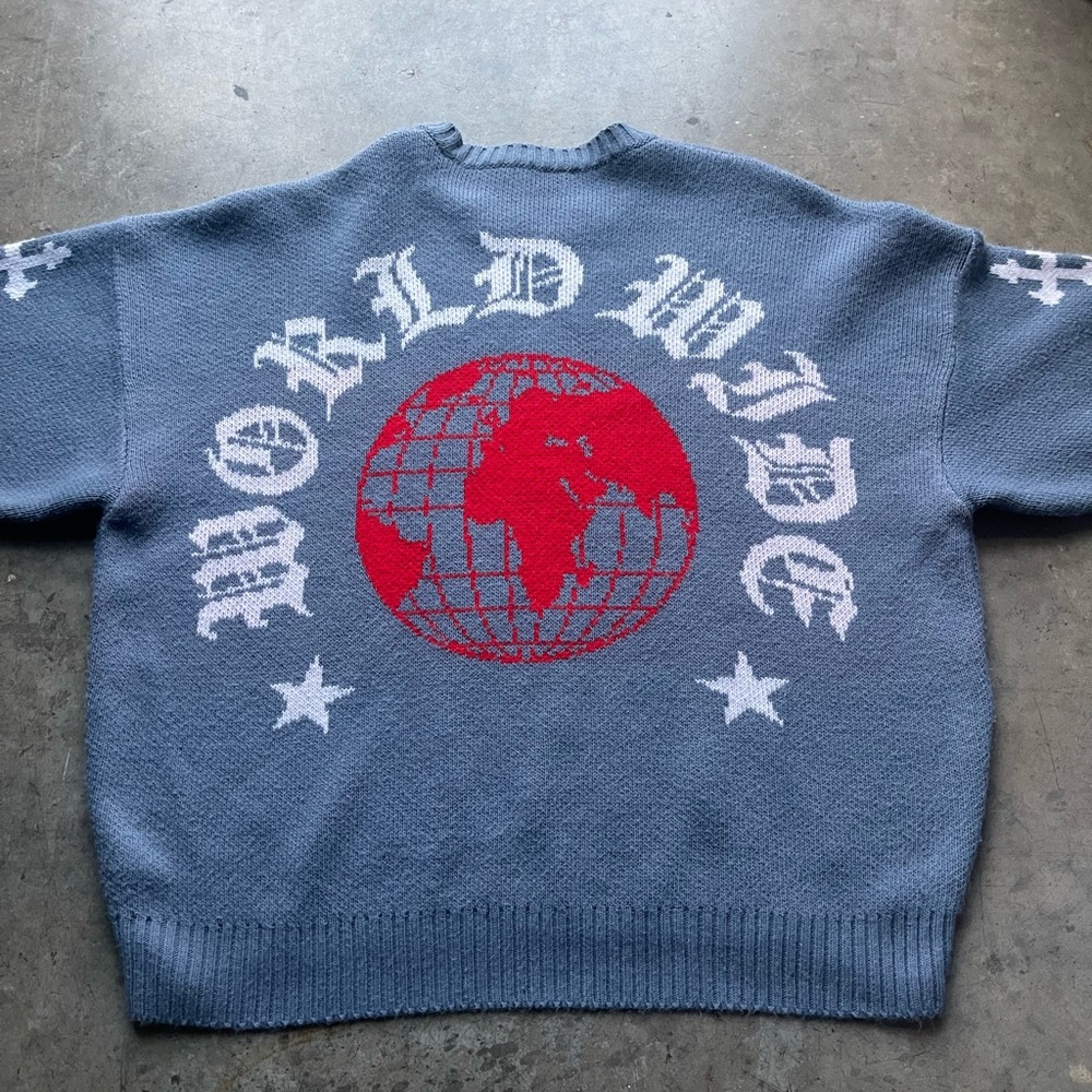 Worldwide Graphic Sweater - Blue and Red